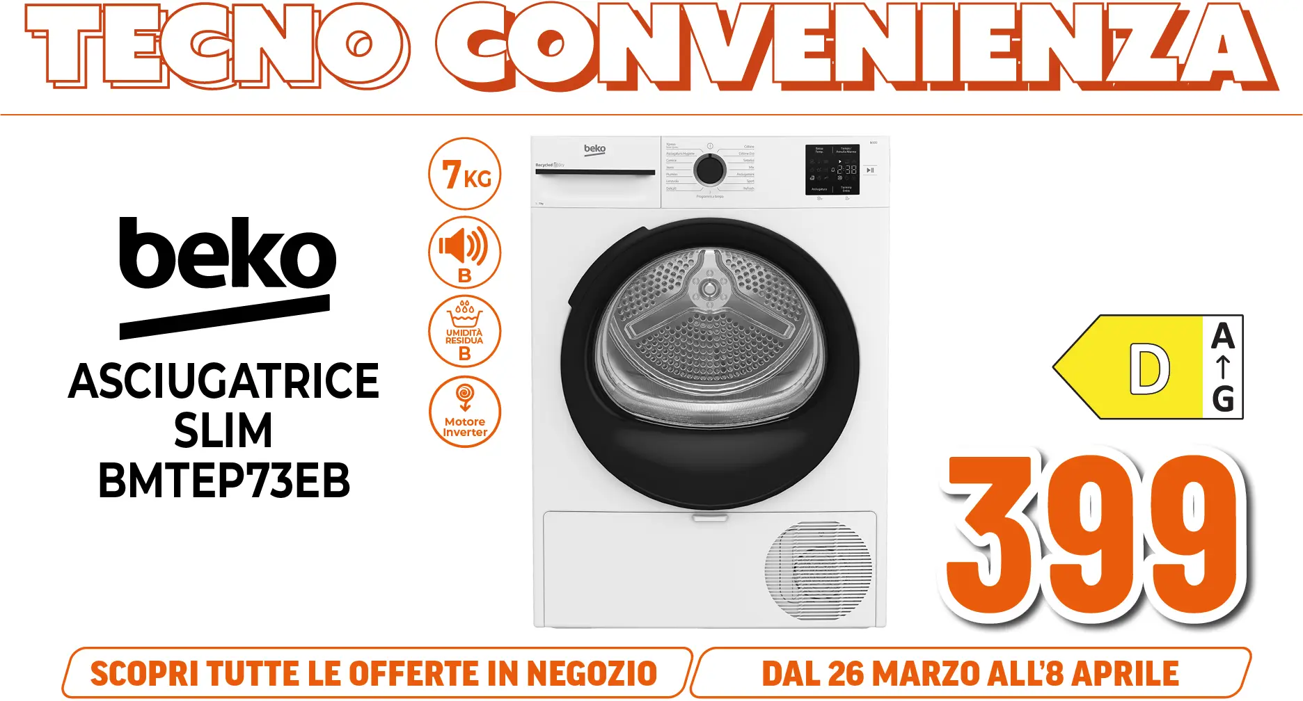 BEKO ASCIUGATRICE SLIM 7KG