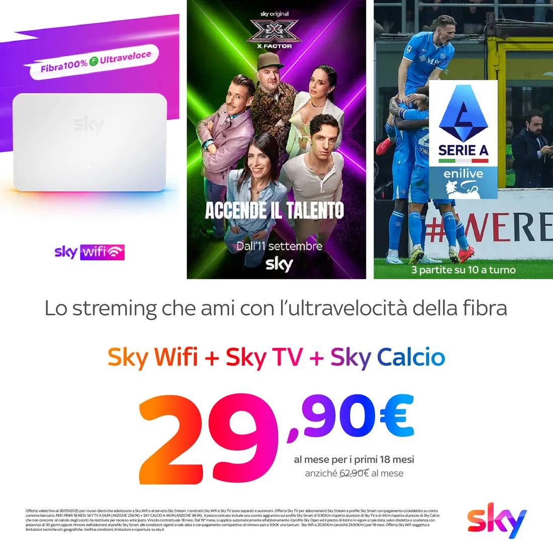 SKY TV + SKY CALCIO + SKY WIFI