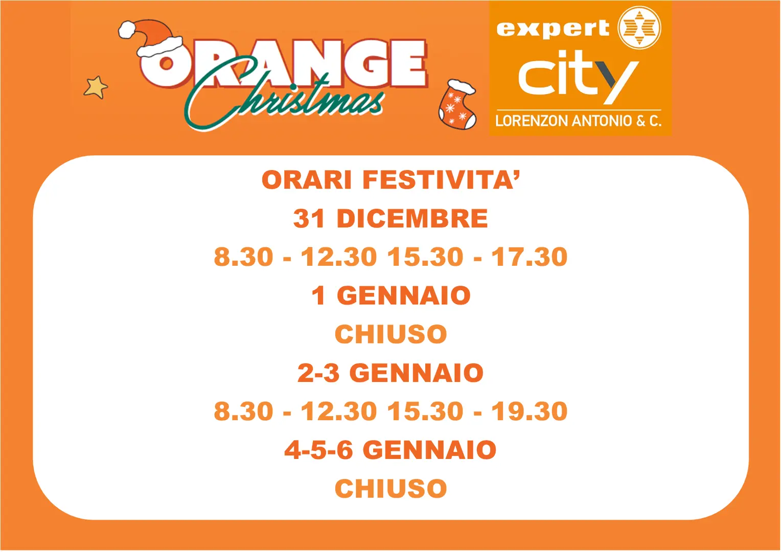 ORARI FESTIVITA'