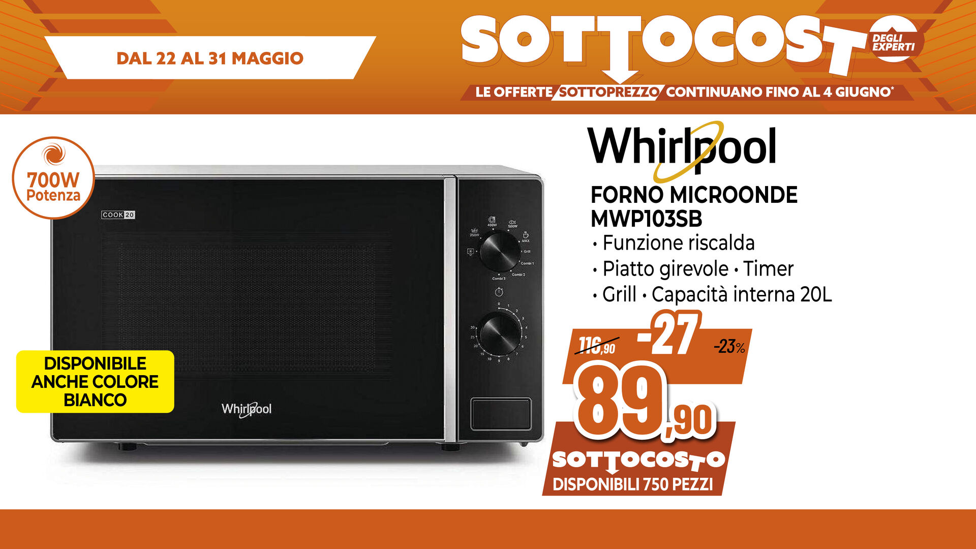 WHIRLPOOL FORNO M/O 700W