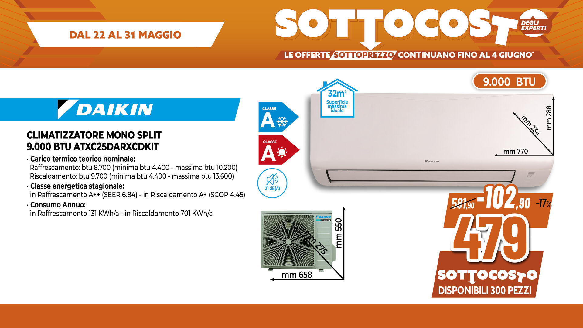 DAIKIN CONDIZIONATORE MONO 2.5KW