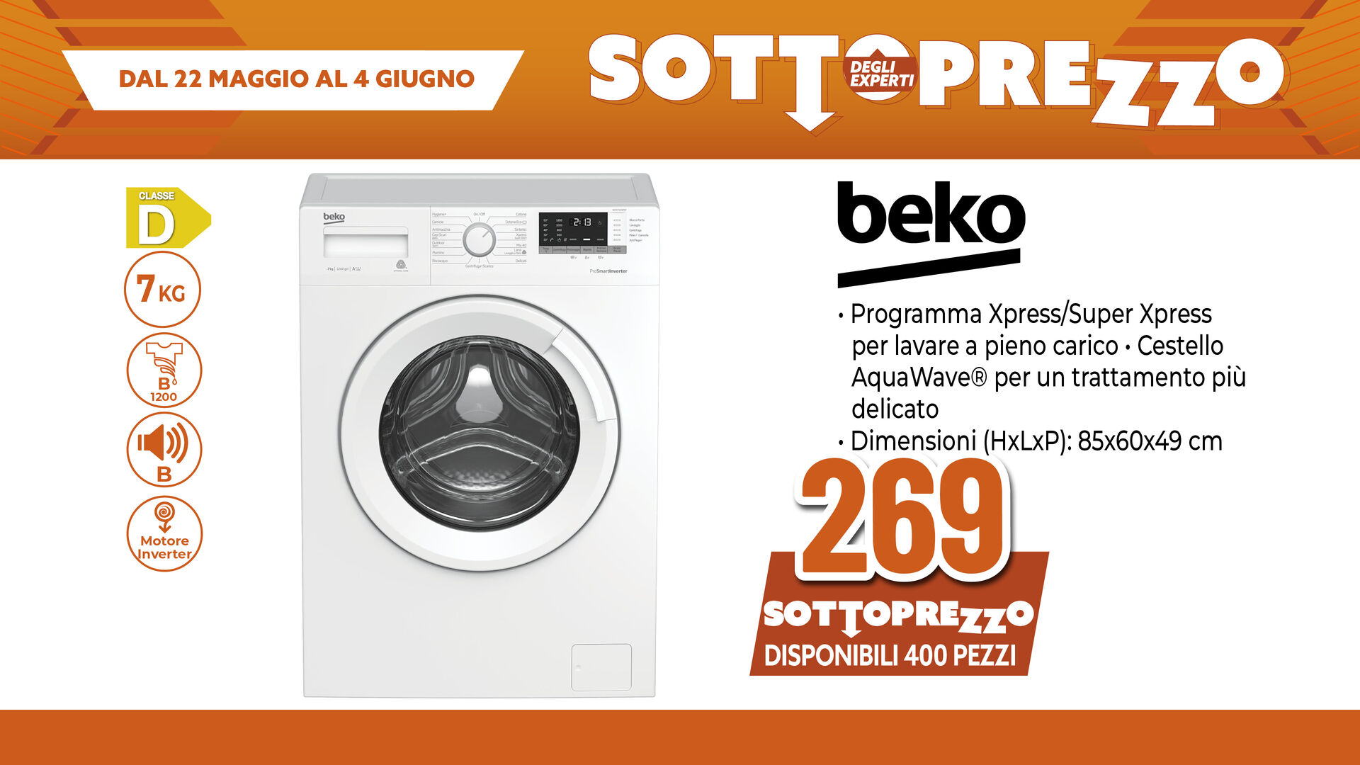BEKO LAVATRICE CARICO FRONTALE 7KG