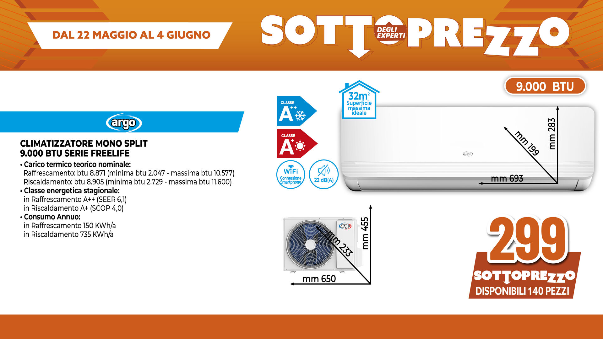 ARGO CONDIZIONATORE MONO 2.6KW