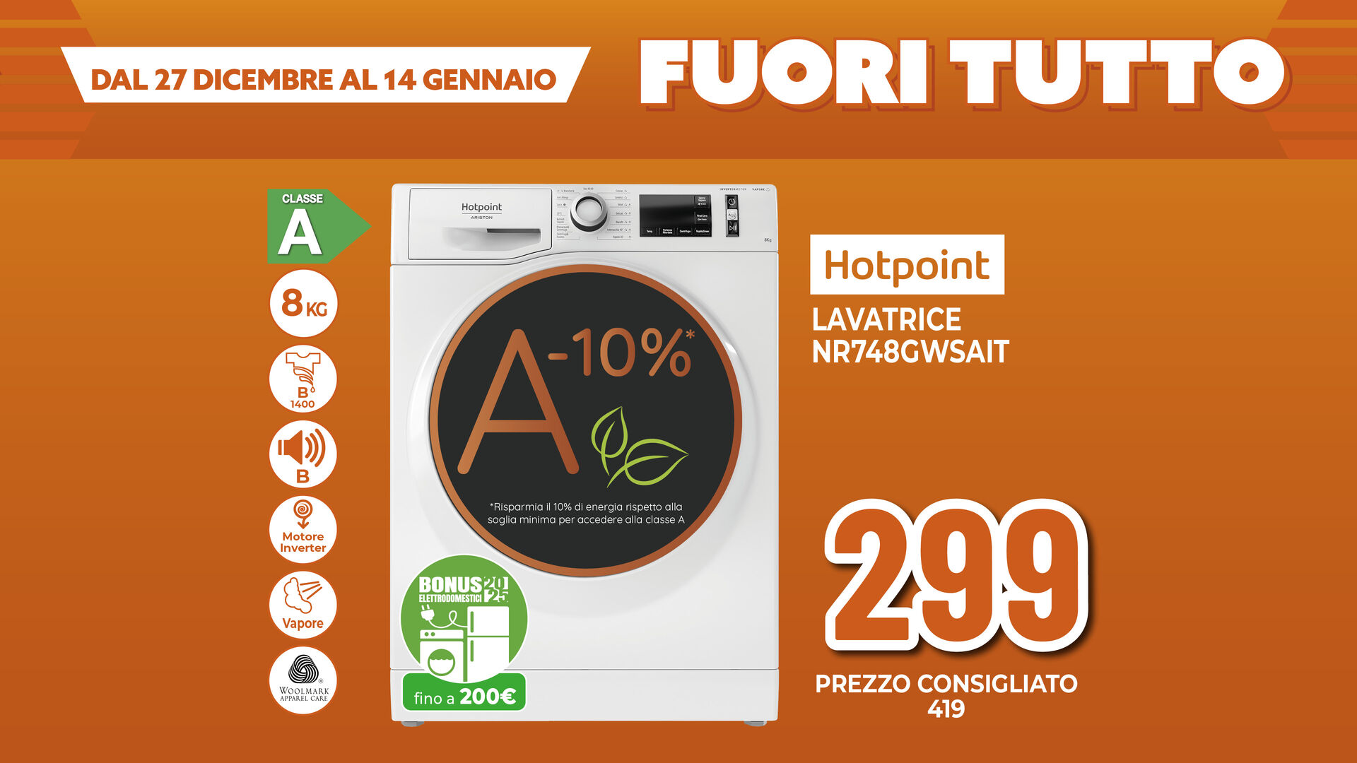 LAVATRICE HOTPOINT 8KG