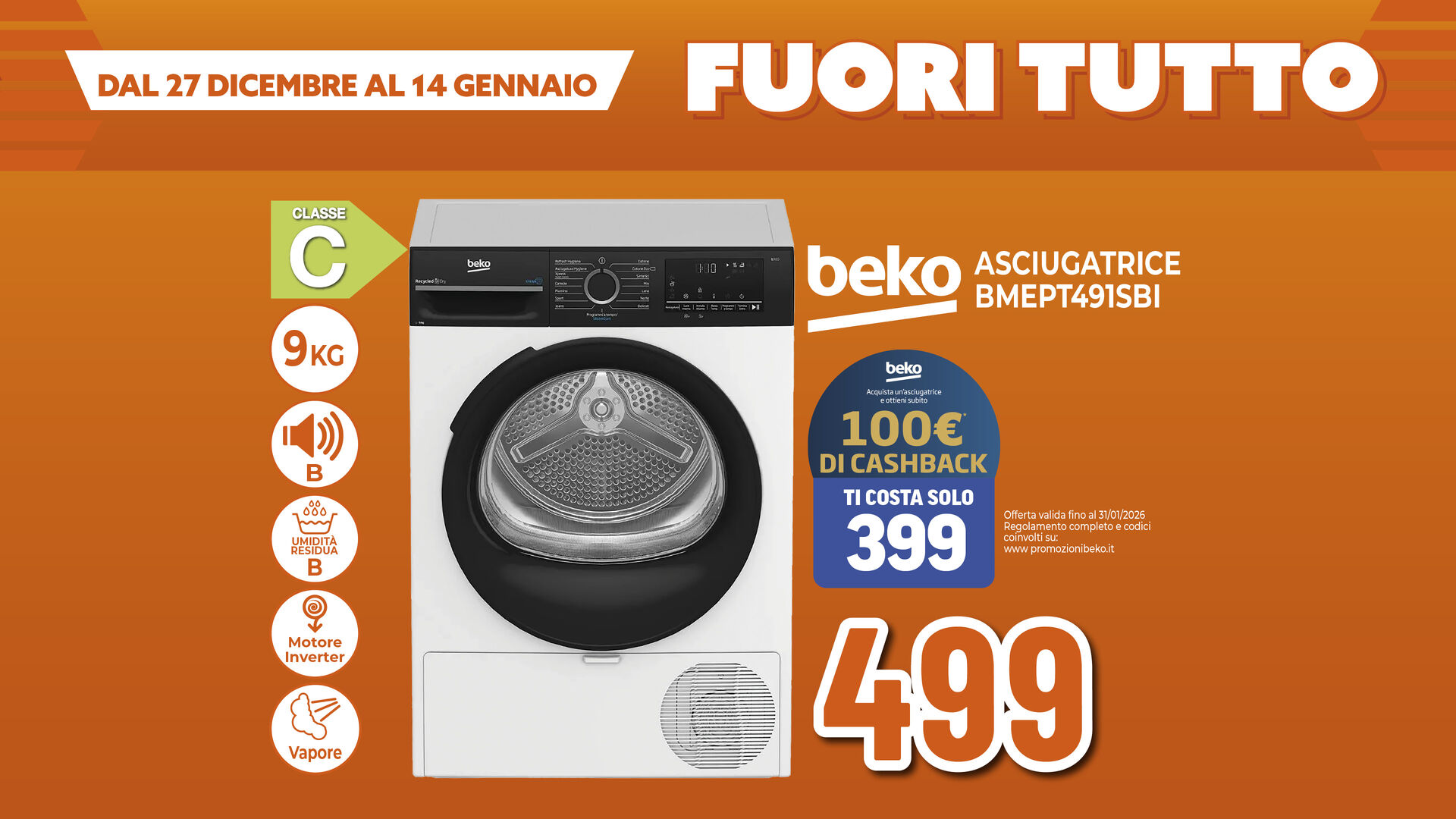 ASCIUGATRICE BEKO 9KG