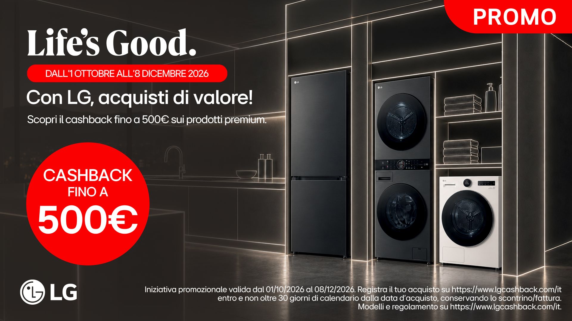 CASHBACK LG DALL'1 OTTOBRE ALL'8 DICEMBRE